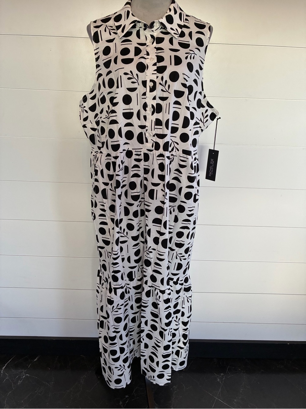 Rachel Zoe Black and White Abstract Print Dress Sz 2X